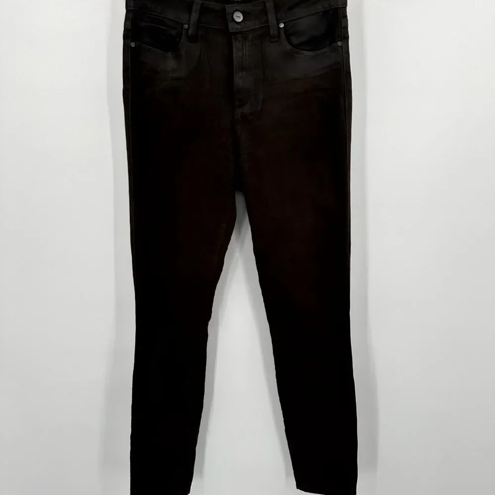 Paige Hoxton Ankle Womens 26 Green Luxe Coating Denim Stretch Comfort Skinny Leg