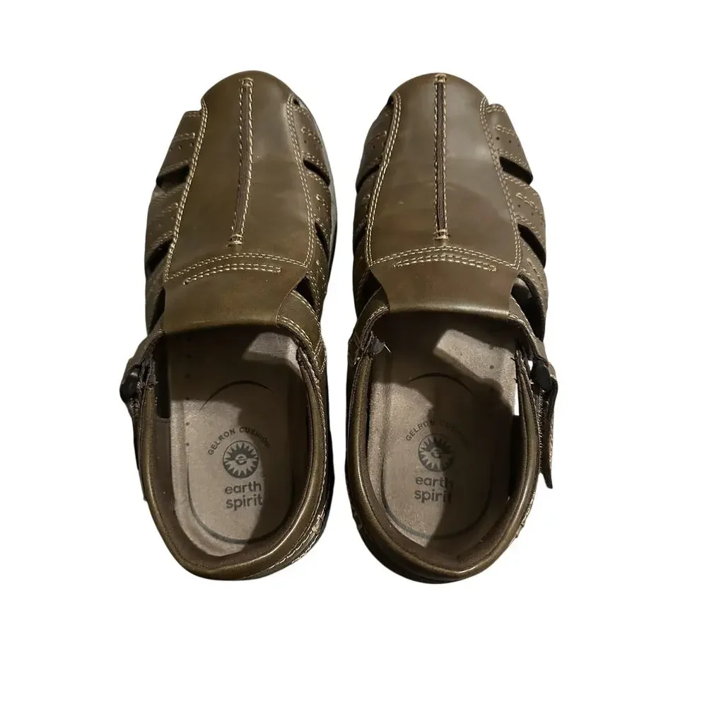 Earth Spirit Sandals Shoes Mens 11 Brown Gelron Cushion Fisherman Slip On Casual