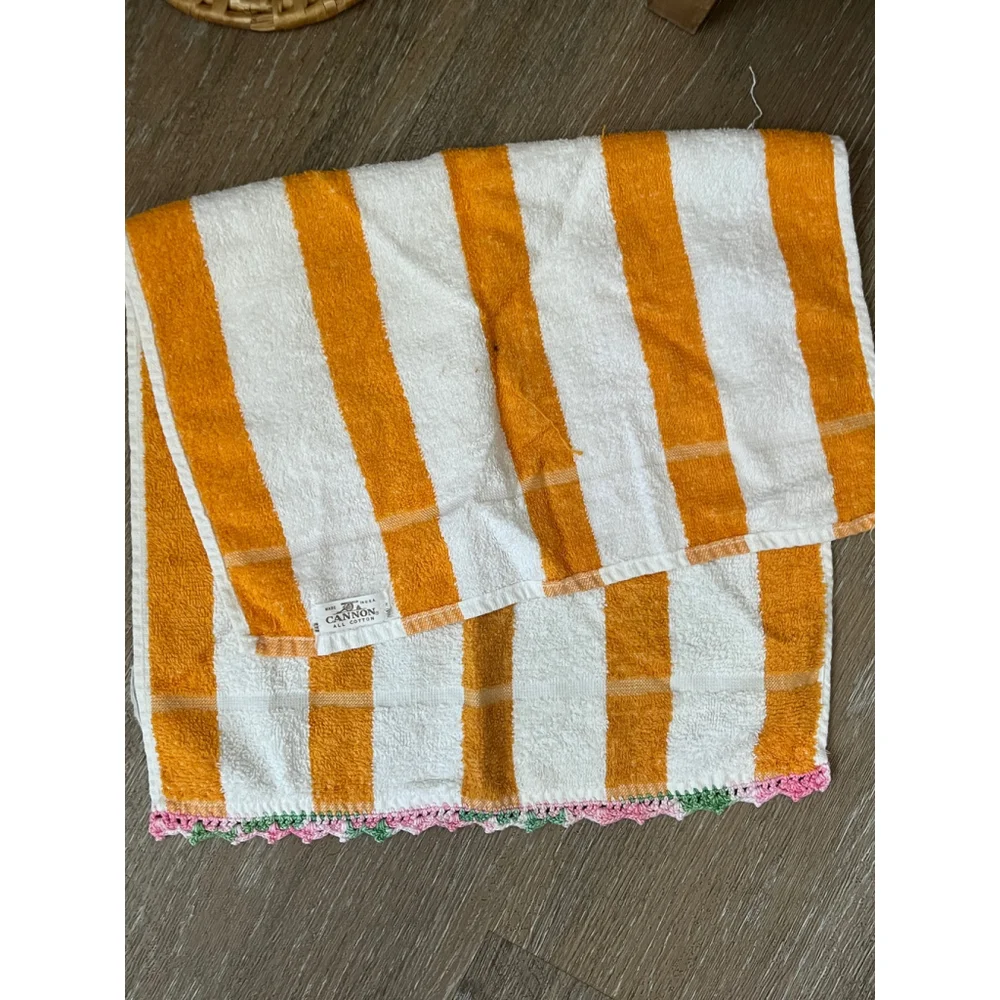 Cannon Orange & White Striped Hand Towel One Size