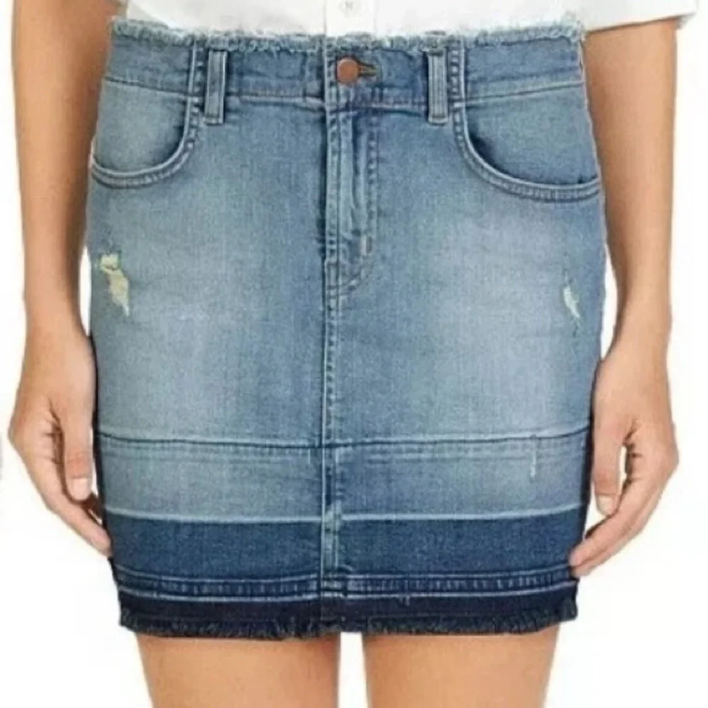 J Brand Lela Denim Mini Skirt Women’s 25 Blue Distressed Y2K Grunge Hippie Boho