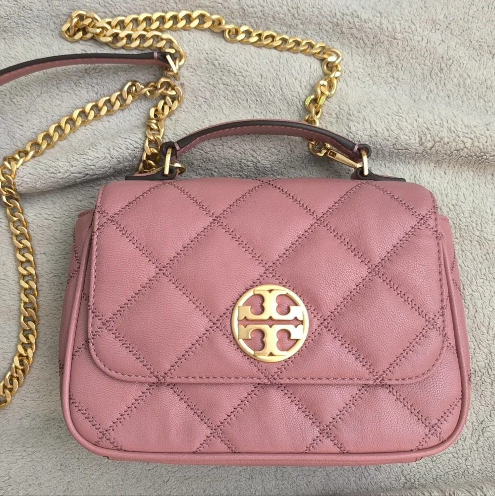 Tory Burch Willa Mini Top Handle Bag Magnolia Quilted Leather