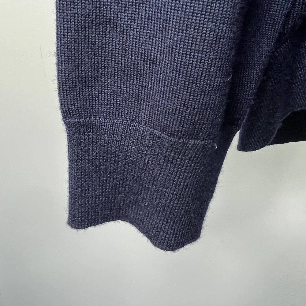 J.CREW Merino Wool Blend Sweater Size S Navy Blue Thin Knit Crewneck