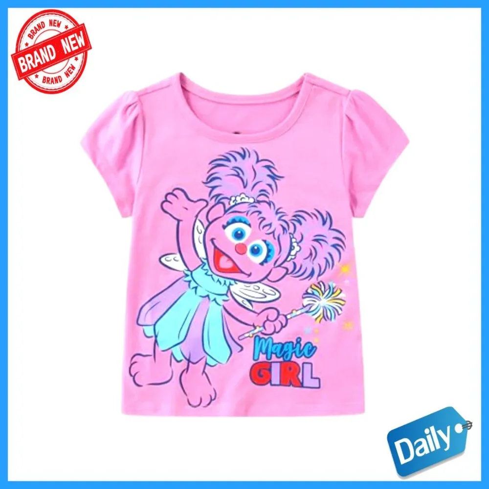4 Pack Girls Short Sleeve T-Shirts Infant Toddler Cotton Blend Tees