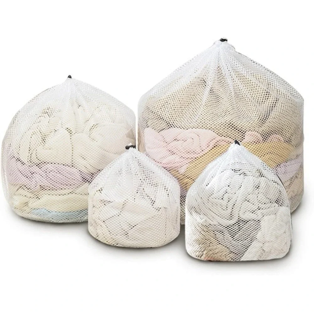 4 pcs Commercial Mesh Laundry Bag - Sturdy Mesh Material with Drawstring Clos...