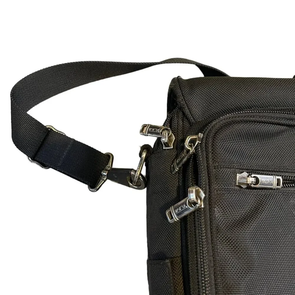 Tumi leather trimmed