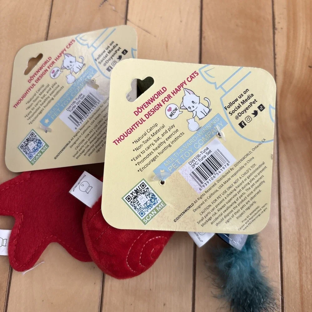 Doyen World Interactive Cat Toy Lot of 2 with Catnip - Turtle Set, Tuna Set NEW