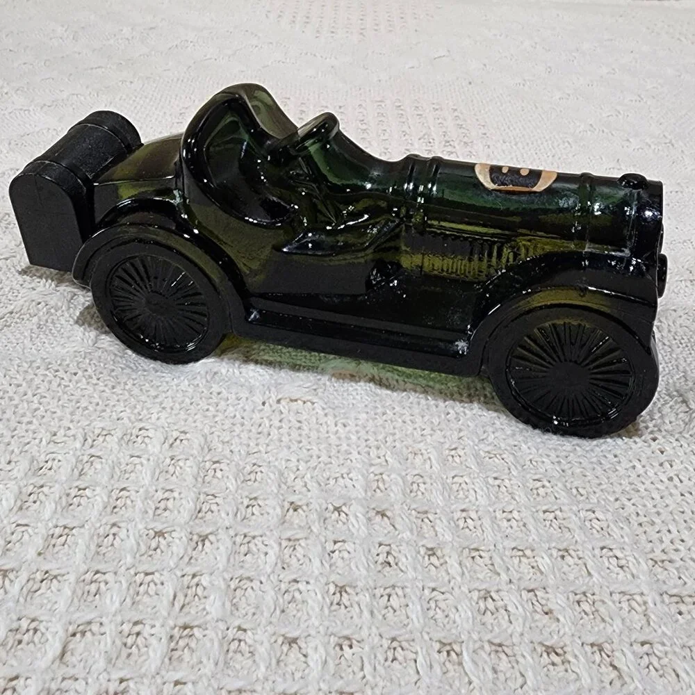 Vintage Avon ROADSTER Green Collectors Car No Label Full Glass Green Bottle