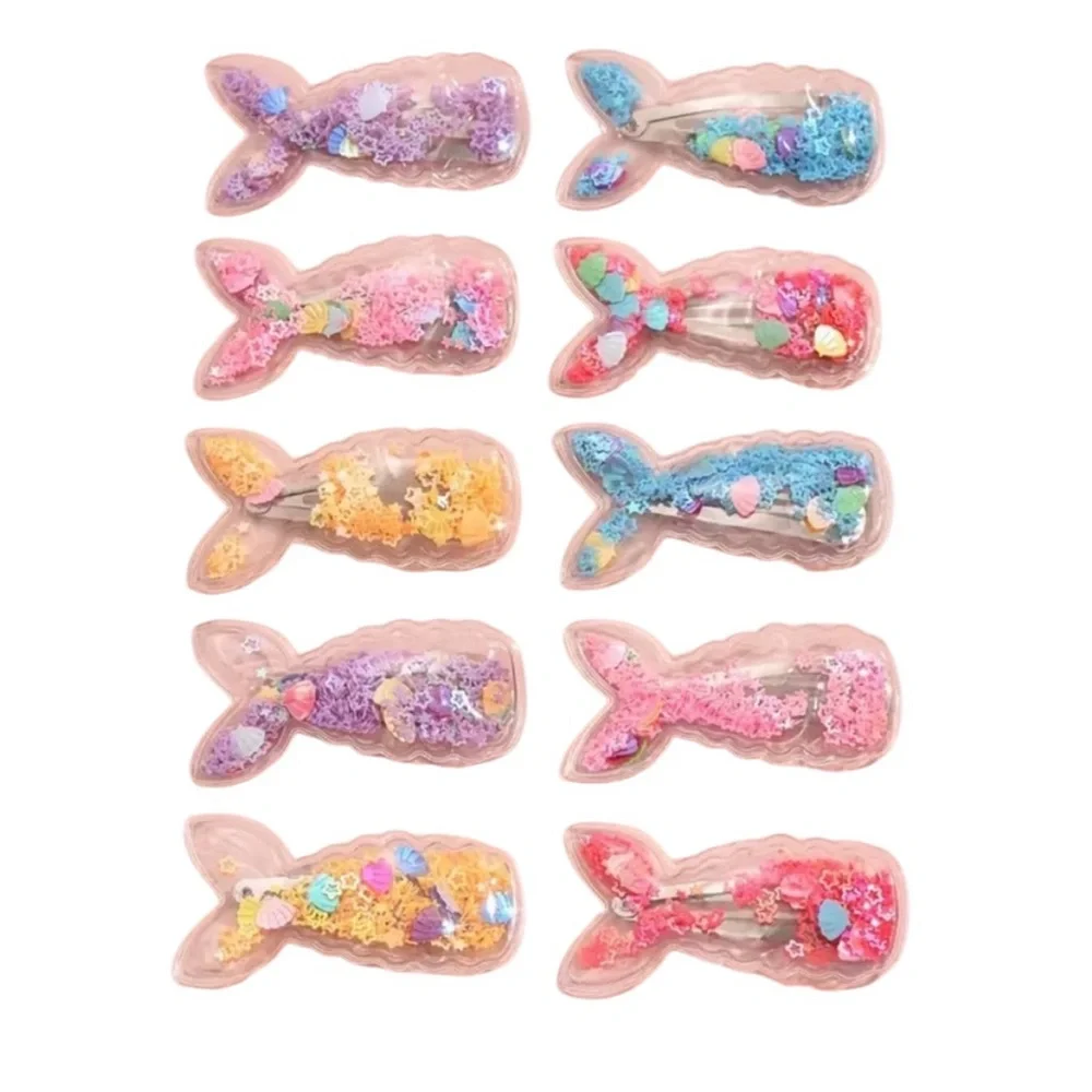 10-Pack Mermaid Tail Glitter Hair Clips Set