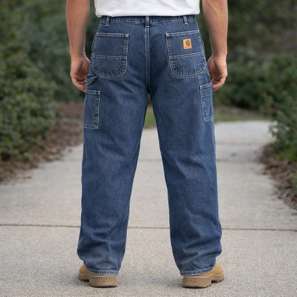 Carhartt Mens Loose Fit Carpenter Jeans Denim Dark Wash B13 DST 41x32
