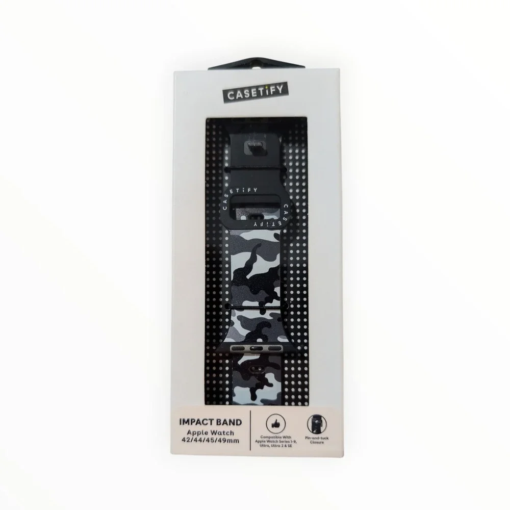 Q5-O Casetify Impact Band For Apple Watch 42,‎ 44, 45, & 49mm - Black/Gray Camo