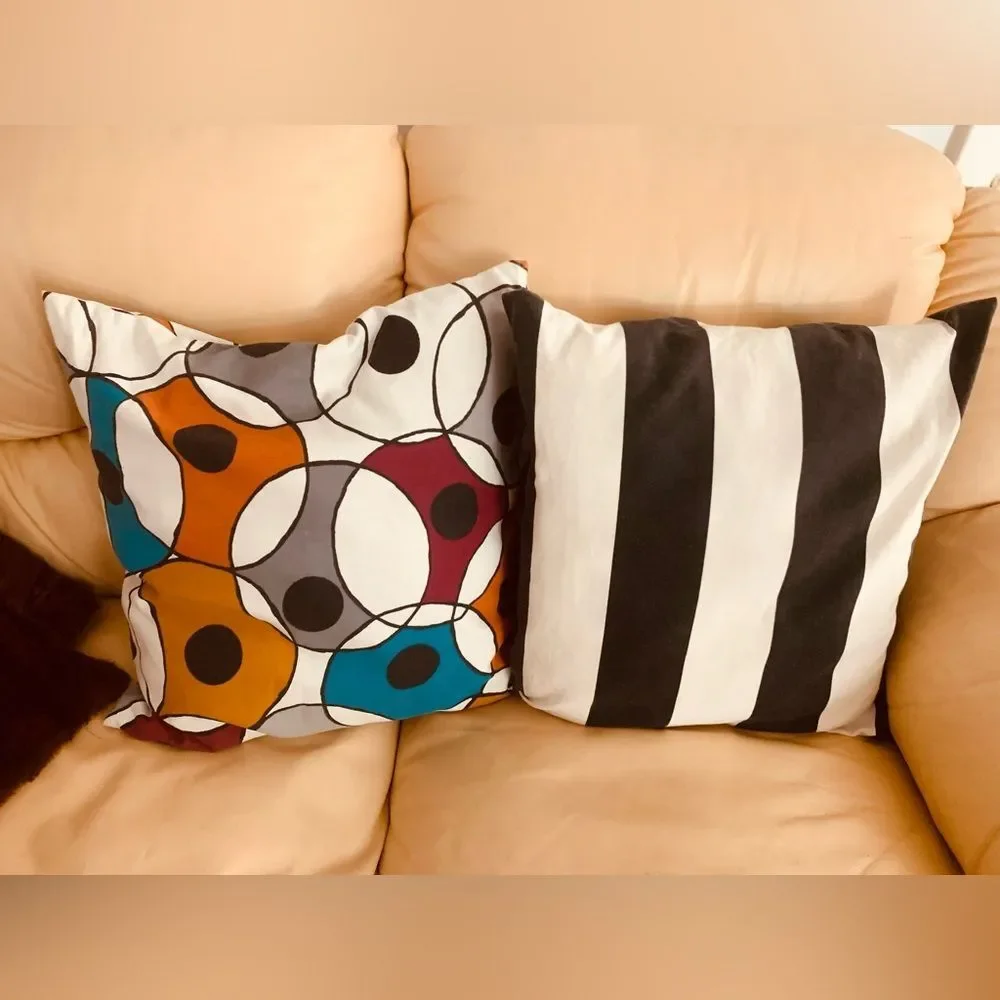 IKEA Colorful Multicolor Geometric Stripes Accent Throw pillow Covers Set of 2