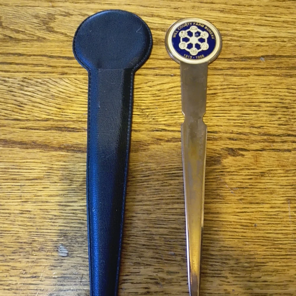 Vintage Will County Farm Bureau 75th Anniversary Letter Opener 1913-1988 w/...
