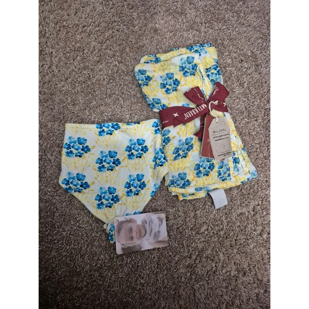Milkbarn bamboo bib & burp cloths new with tags floral