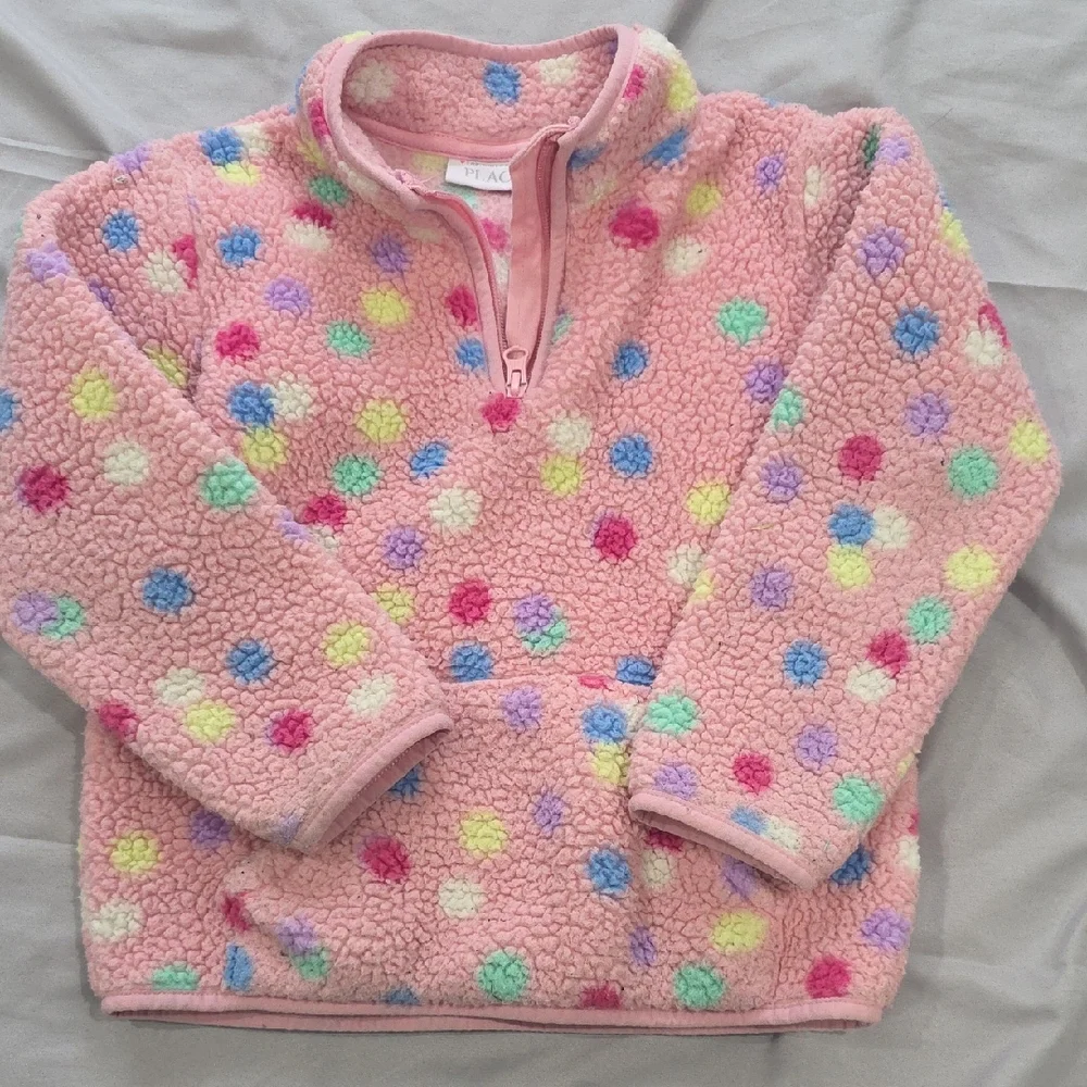The Children's Place Pink Fleece with Colorful Dots 5T