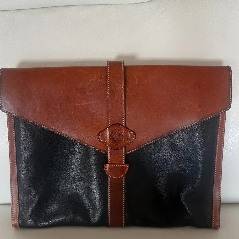 VINTAGE CLOETTA FOR BLOOMINGDALES LEATHER DOCUMENT CASE BRIEFCASE TWO TONE