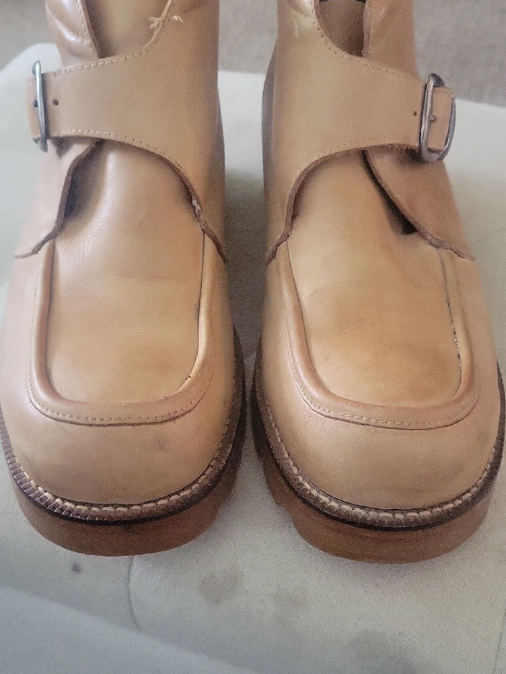 DURANGO LEATHER ANKLE BUCKLE BOOTS 11D TAN