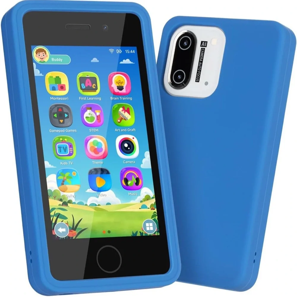 Kids Smart Phone Learning Toy Blue 3.97” Touchscreen Dual Camera Games NEW