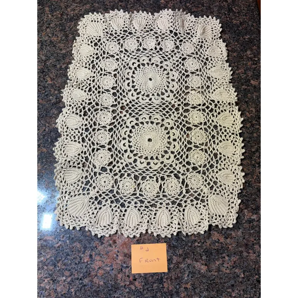 Vintage Handmade Lace Doily Rectangle 17