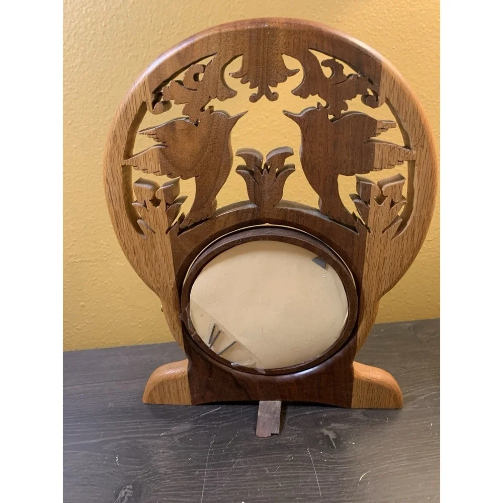 Hand Carved Wooden Frame Window Sill Hummingbirds And Flower