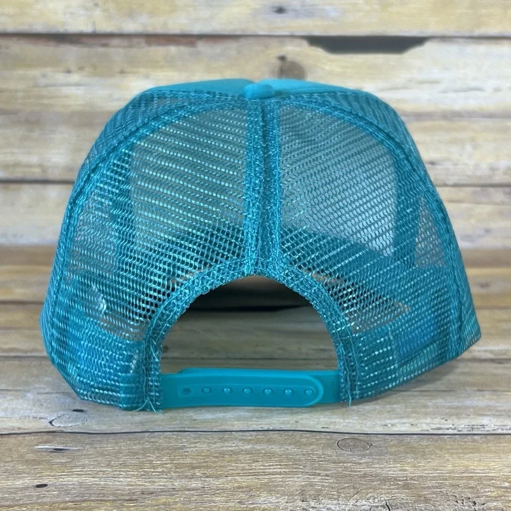 Hans Hedemann Surf School Trucker Hat Teal Blue Mesh Snapback Nissun Cap Vintage