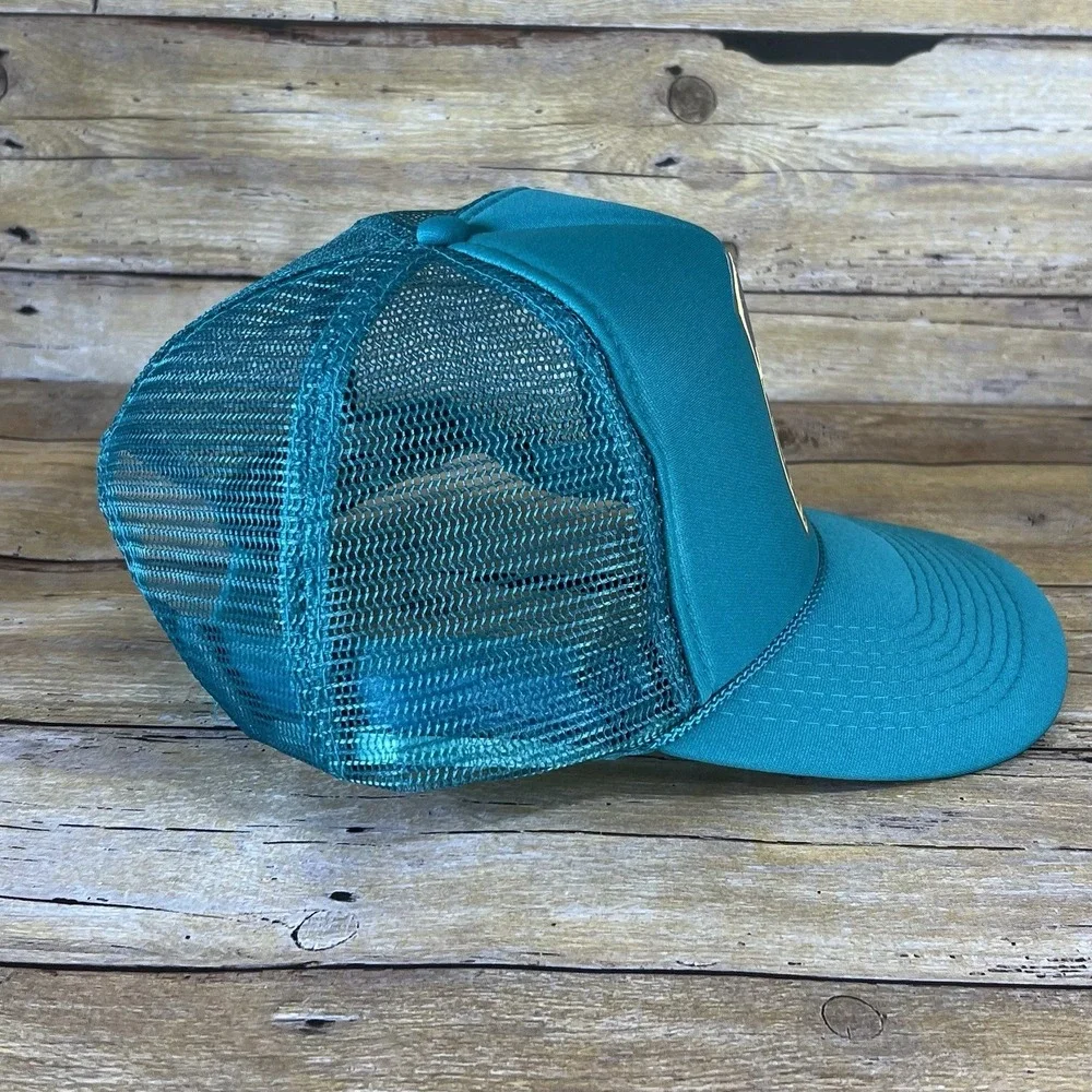 Hans Hedemann Surf School Trucker Hat Teal Blue Mesh Snapback Nissun Cap Vintage