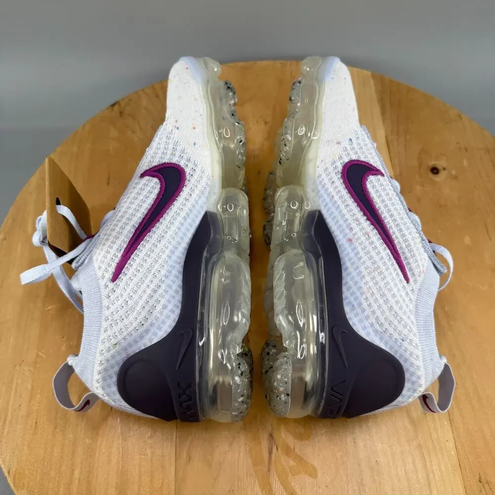 Womens 7 / 5.5Y - Nike Air Vapormax 2021 Flyknit Shoes Football Grey Hot Fuchsia