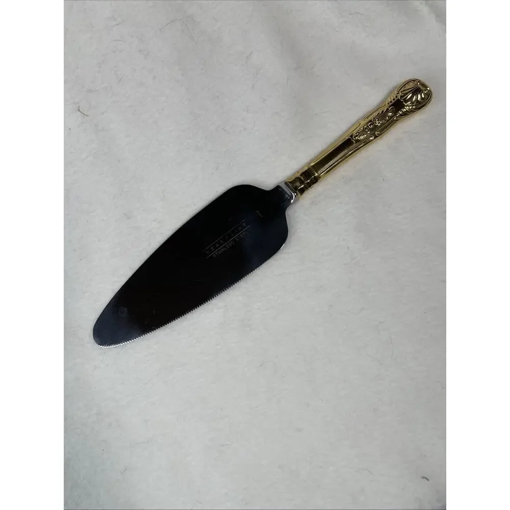 Heartline Stainless Steel Cake Server with Goldtone Handle