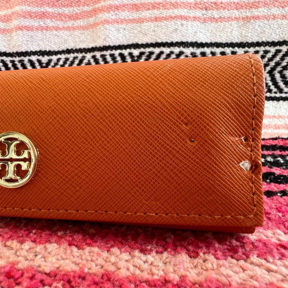 Tory Burch Orange Leather Eyewear Glasses Case