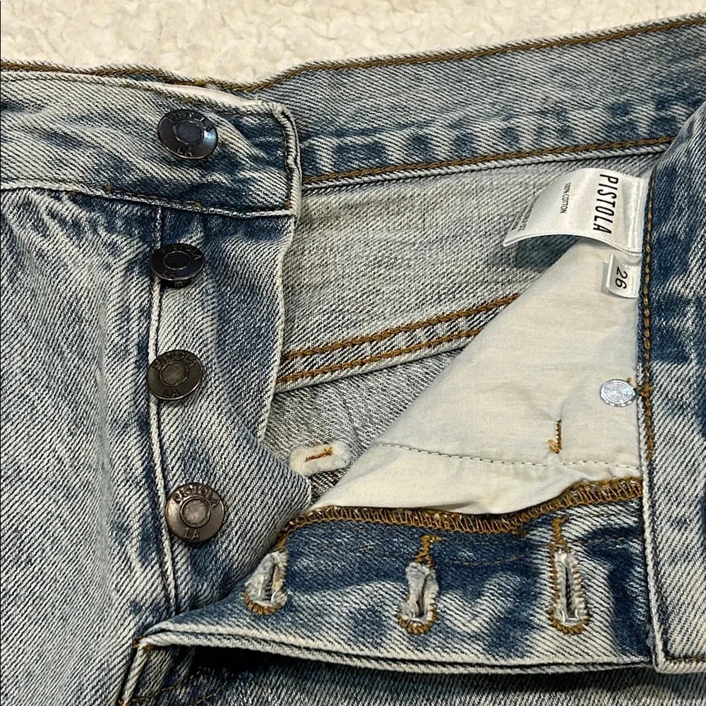 Pistola Devin High Rise Denim Shorts size 26 St. Tropez Blue Distressed