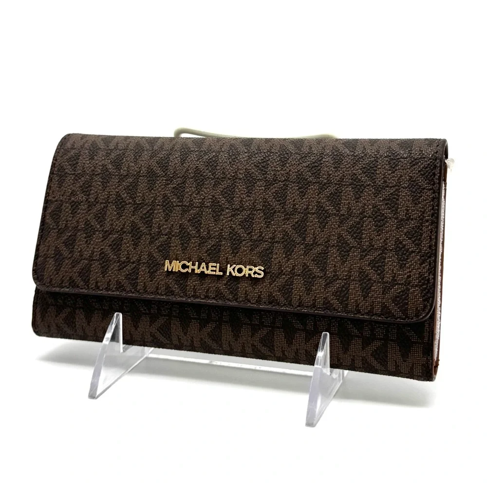 Michael Kors Large Trifold Wallet Brown Signature