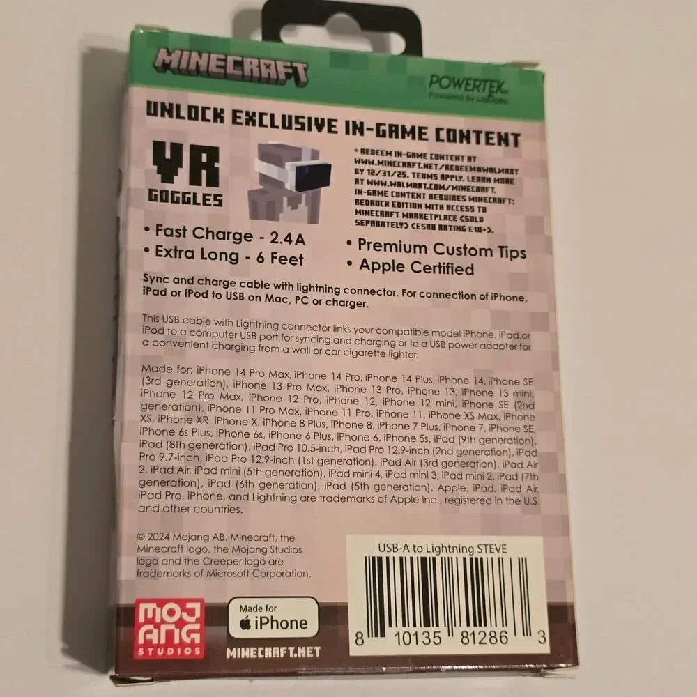 Minecraft lightning usb cord
