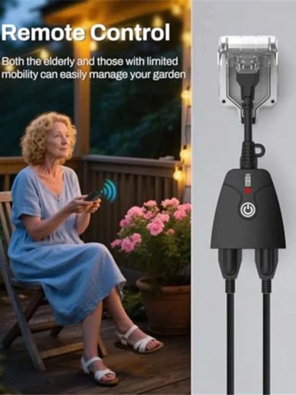 Outdoor Wireless Remote Control Outlet Plug,Weatherproof Heavy Duty Power Strip