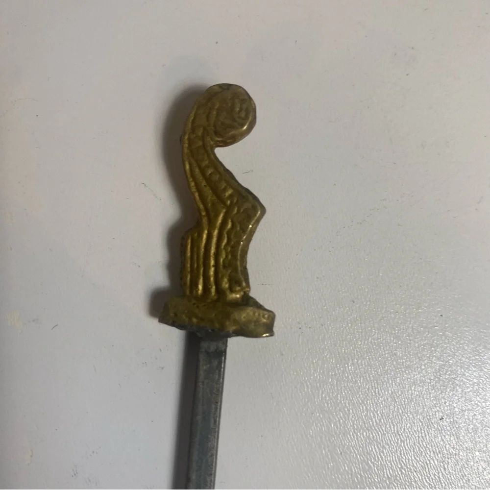 Set Of 6 Vintage Turkish Brass & Stainless Kebab Skewers Ornate Handles 14.5”