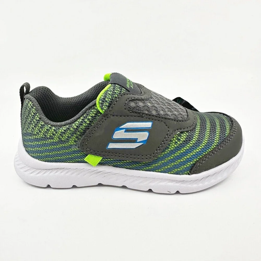 Skechers S Lights Comfy Flex 2.0 Mazlo Charcoal Lime Toddlers Boys Size 10