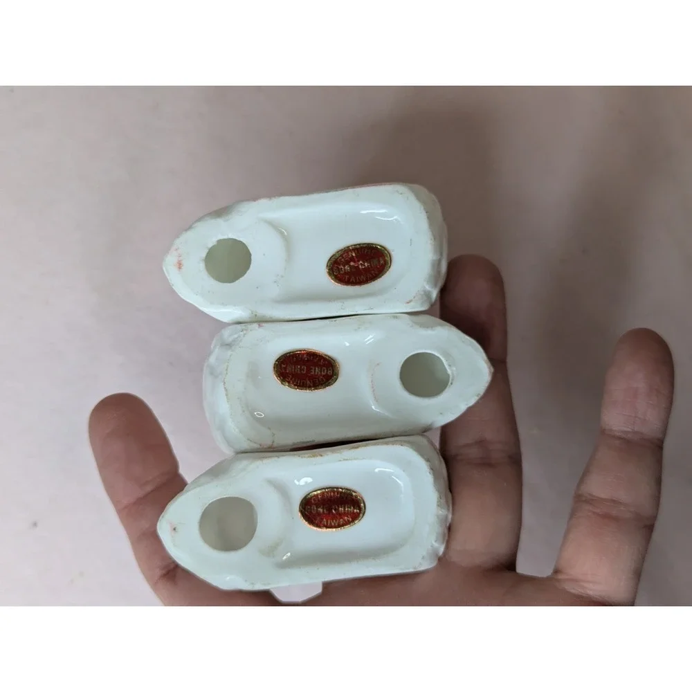 3 lot Bone China white brown Owl napkin rings holder tablescape table decor
