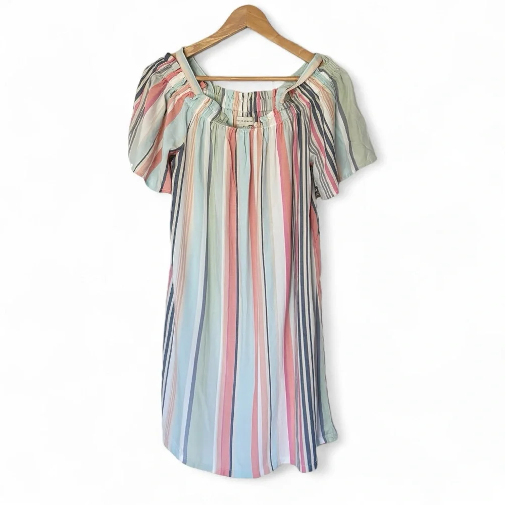 Peyton & Parker Multicolor Striped Off the Shoulder Dress Medium NWT