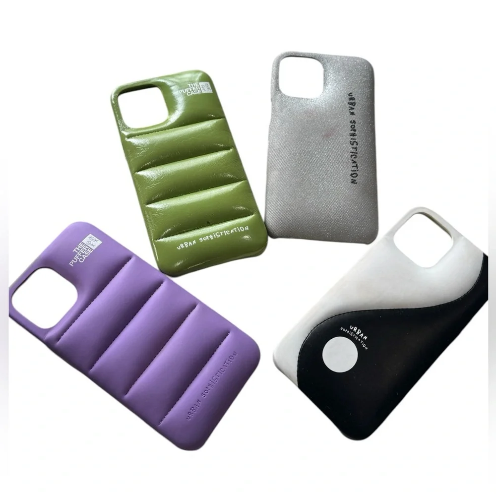 💜💚▪️Urban Sophistication BUNDLE/SET OF 4 12pro-max phone cases puffer cases▪️💚💜