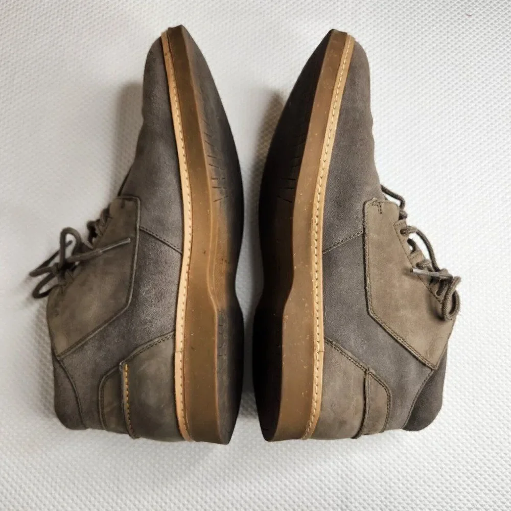 Ahnu Chukka Boots Broderick Mens 12 Lace Up Leather Brown Taupe Ankle Suede