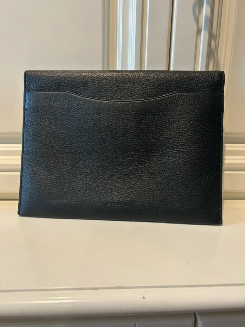 Coach Black Pebbled Leather Document Folio