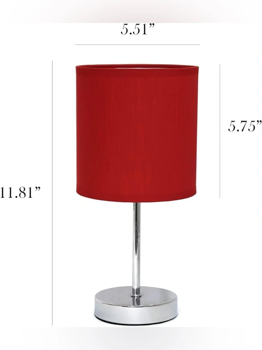 Red Mini Table Lamp Chrome Base Nightstand Desk Lamp