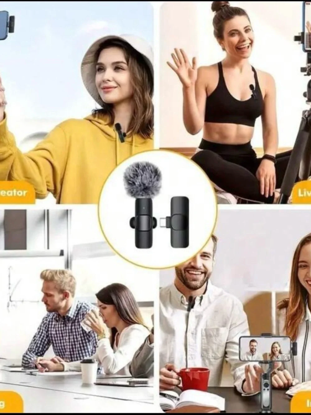 Compact Dual Lavalier Microphone with Wind Muff