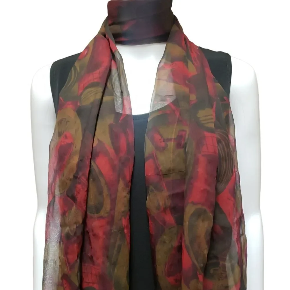 🌹BURGANDY AND BROWN SHEER SCARF