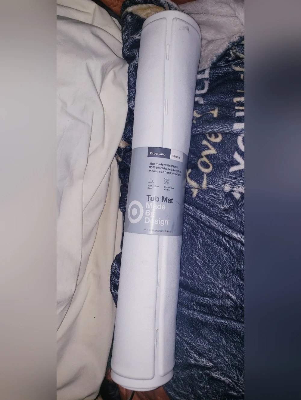 Extra Long Tub Mat -Design White