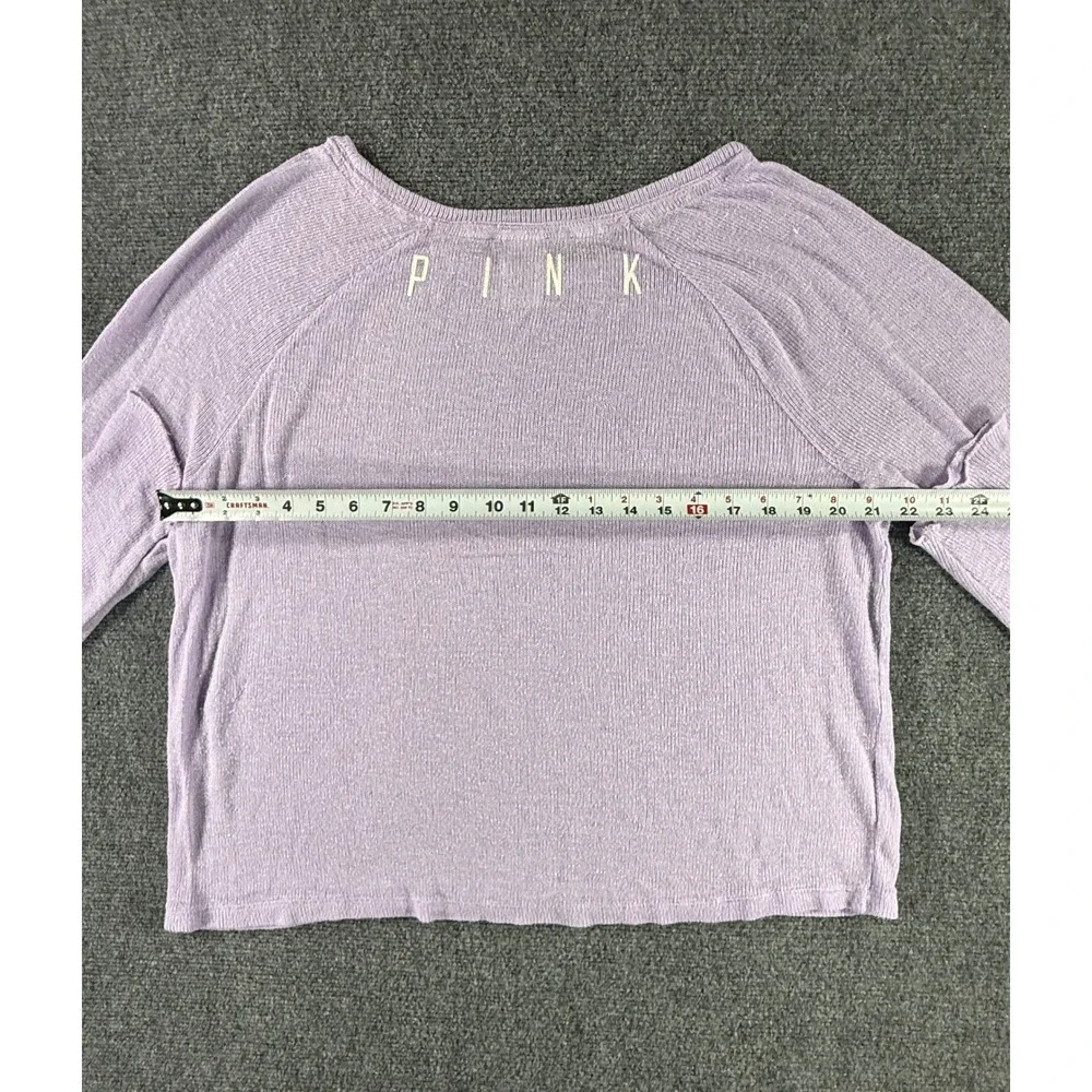 Victoria's Secret PINK Lavender Ribbed Knit Raglan Sweater Lettuce Edge Large