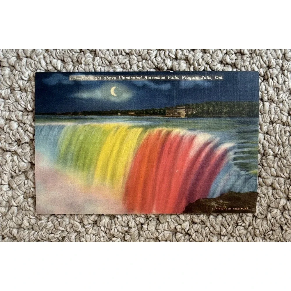 Vtg Postcard 117 Illuminated Niagara Falls By Moonlight - Niagara Falls‎ Museum