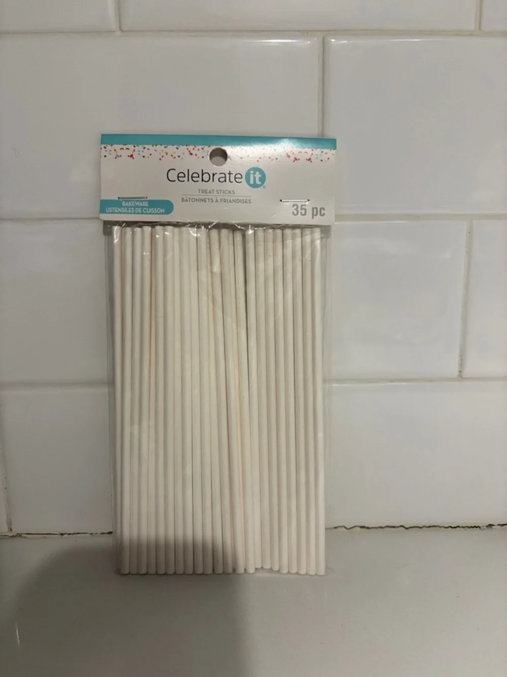 Celebrate It White Cake Pop Treat Sticks - 35 Count 6in