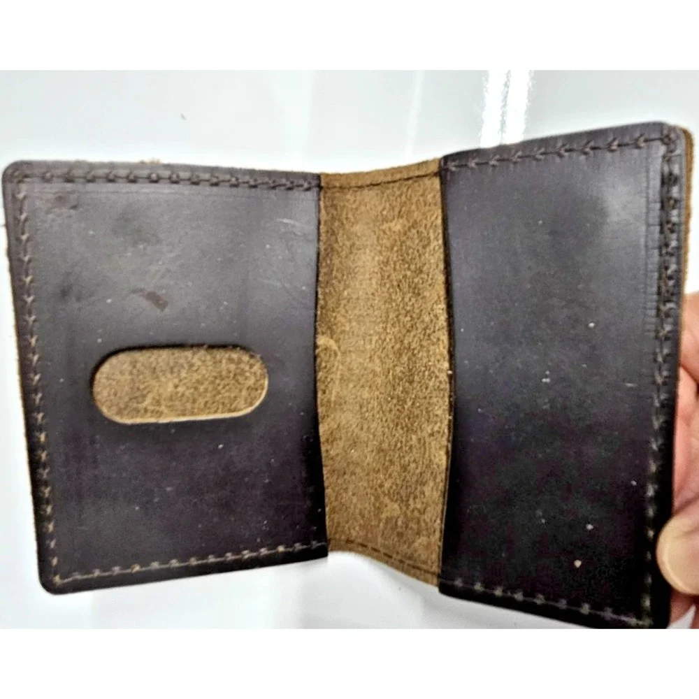RUSTICO VOYAGER ‎ bifold thick leather small wallet dark brown