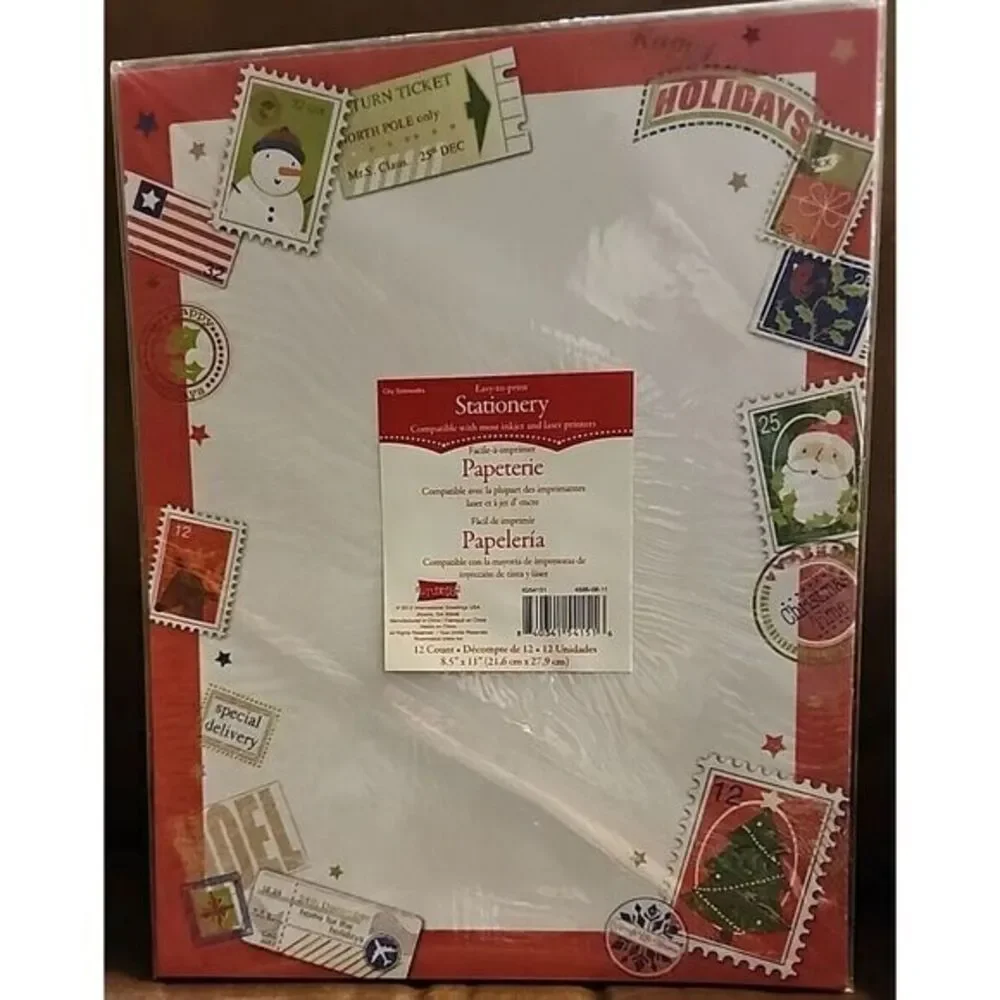 NEW  Christmas Santa  Letterhead‎ Writing Printer Paper Holiday 12 Sheets NIP