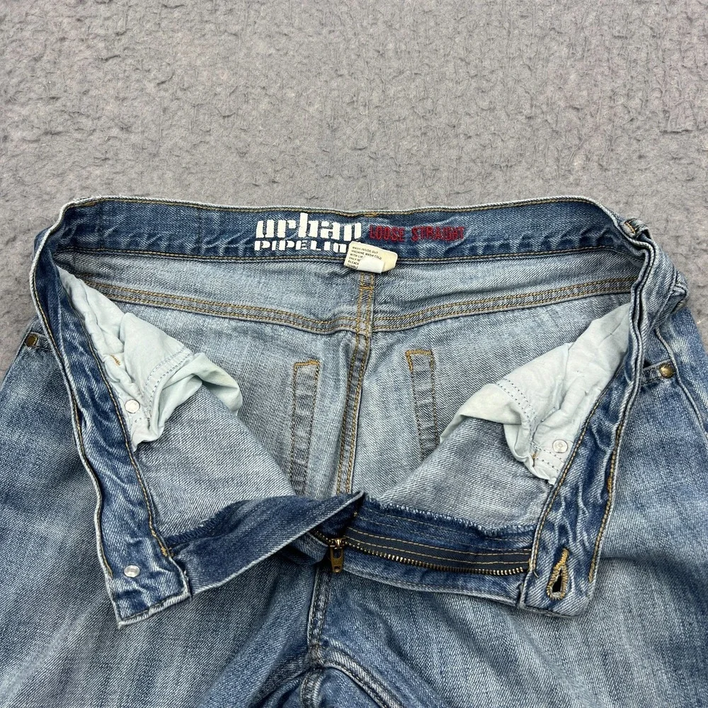 Urban Pipeline Jeans Mens 33x34 Blue Relaxed Straight Loose Light Wash Denim Y2K