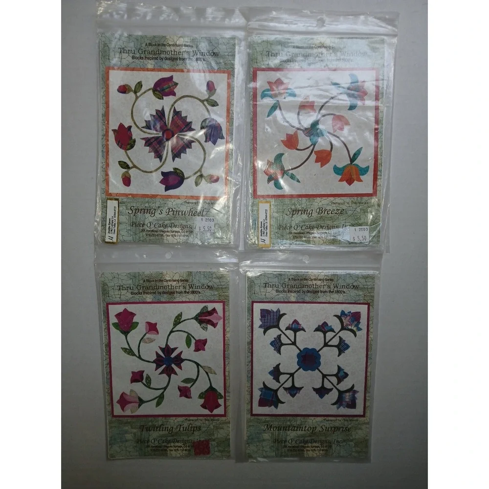 Lot Of 4 THRU GRANDMOTHER'S WINDOW Patterns from Piece O' Cake Designs‎